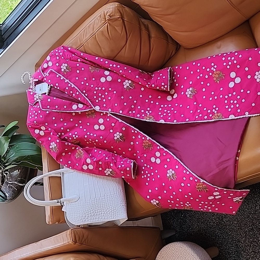 Pink Floral Long Coat - Picture 7 of 13